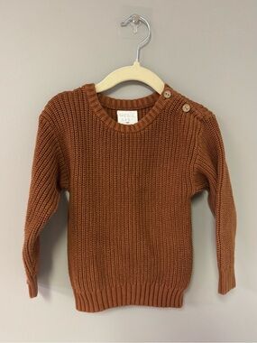 Mebie Baby Rust Knit Shoulder-Button Sweater